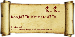 Kopják Krisztián névjegykártya